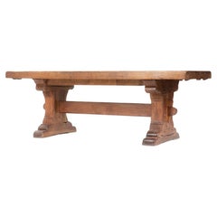 Massive French Solid Oak Monastery Table 19th