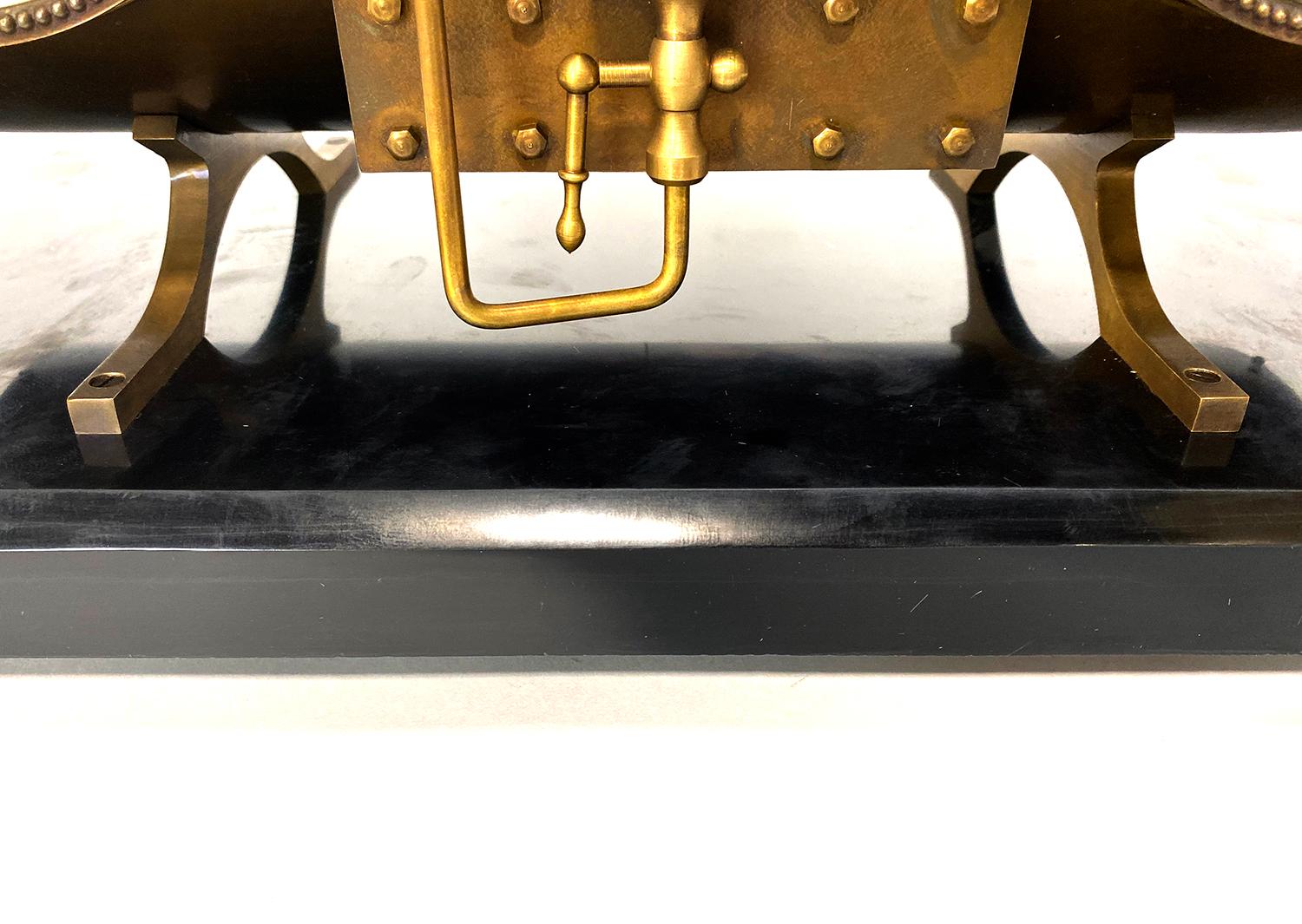 Massive French Style 8 Day Brass Automaton Steam Engine Industrial Mantle Clock For Sale 6