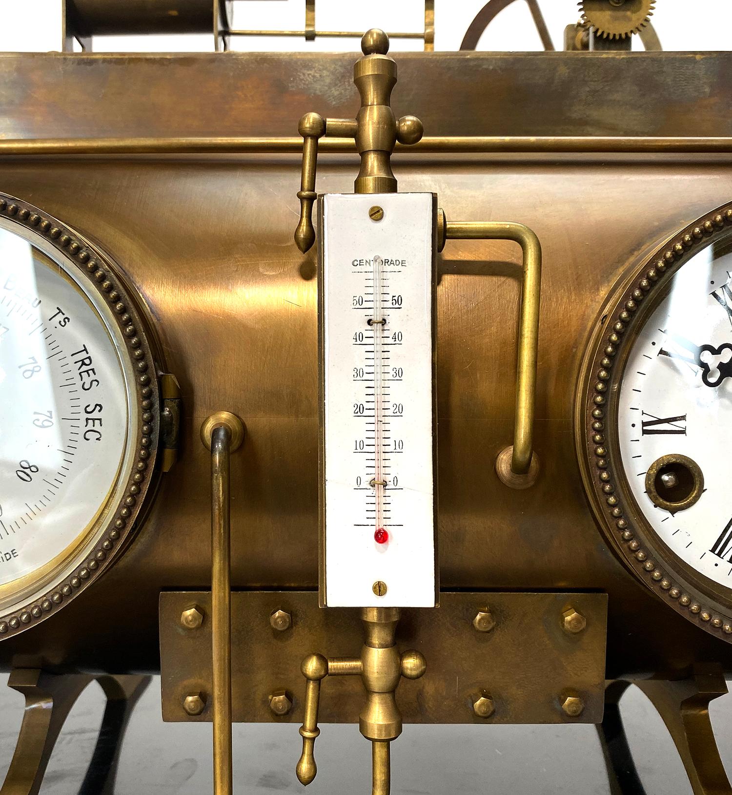 Massive French Style 8 Day Brass Automaton Steam Engine Industrial Mantle Clock For Sale 4