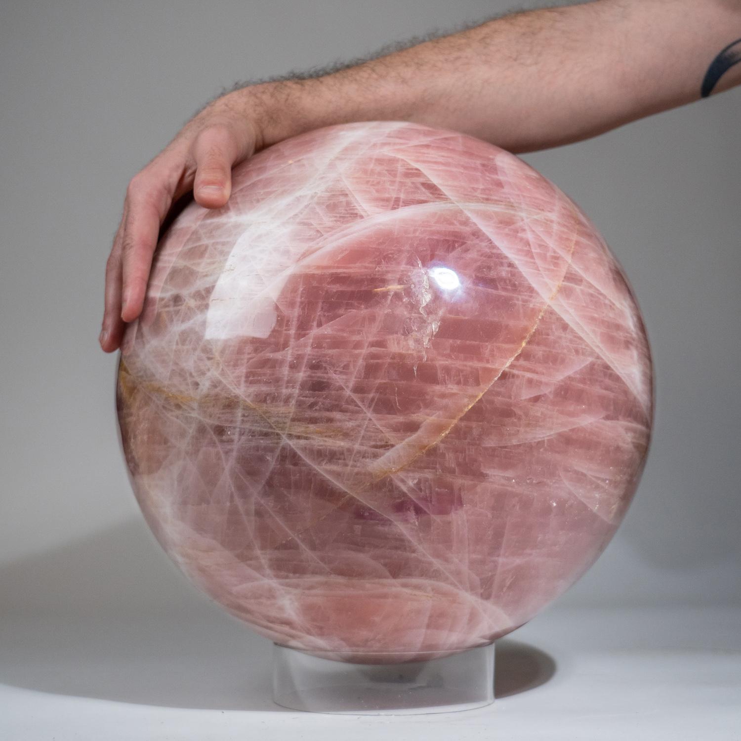 This massive genuine polished Madagascan Rose Quartz sphere of 13