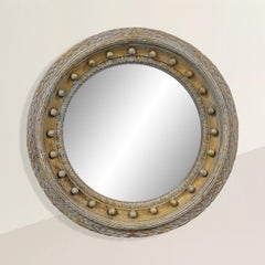 Massive Georgian-Inspired Gilt and Painted Framed Round Mirror