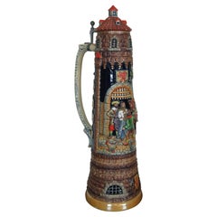 Massive chope allemande Werner Corzelius 5L château médiéval Beer Stein Tankard 25"