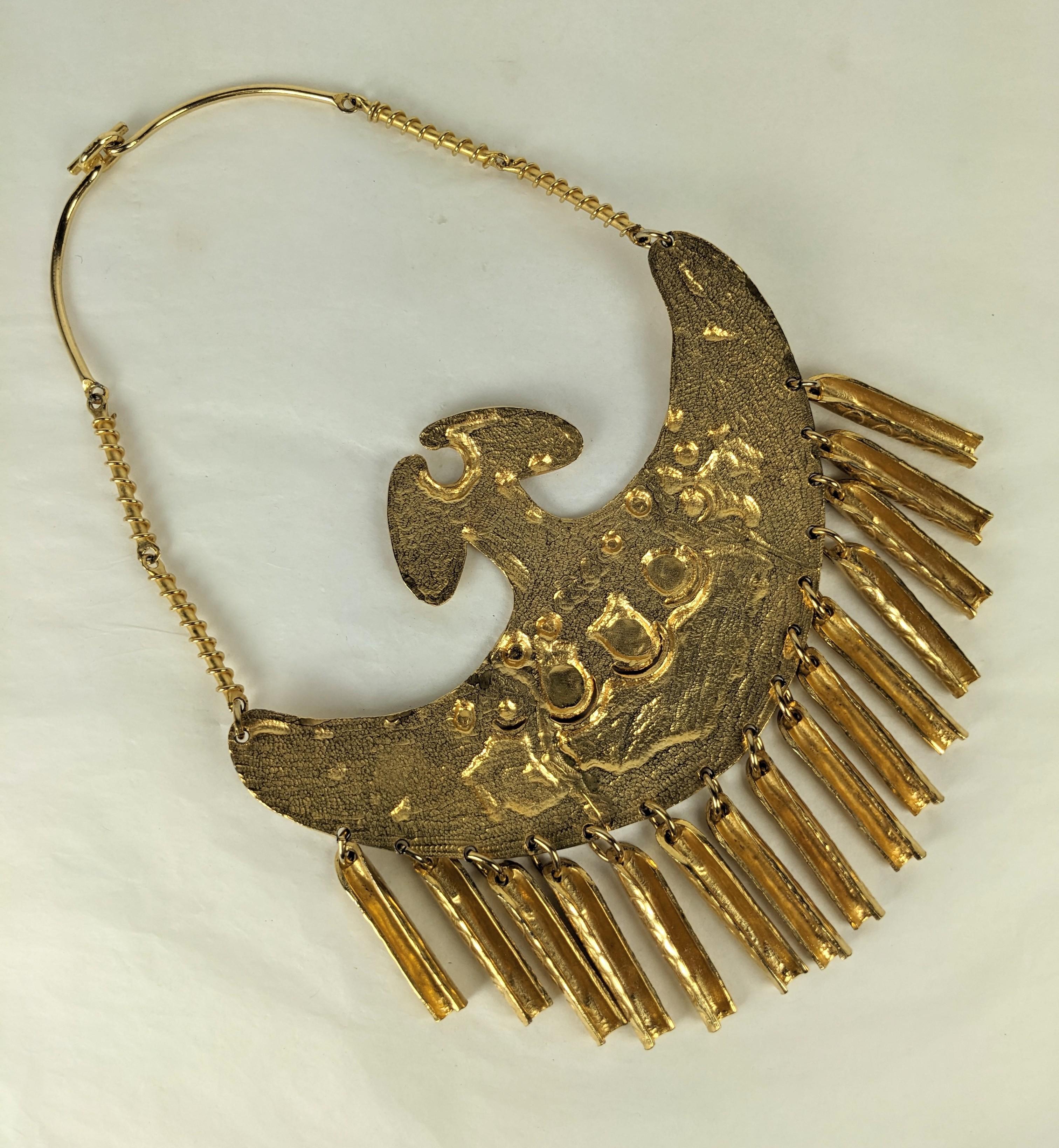 Artisan Massive Gilt Breast Plate Necklace, Alexis Kirk For Sale