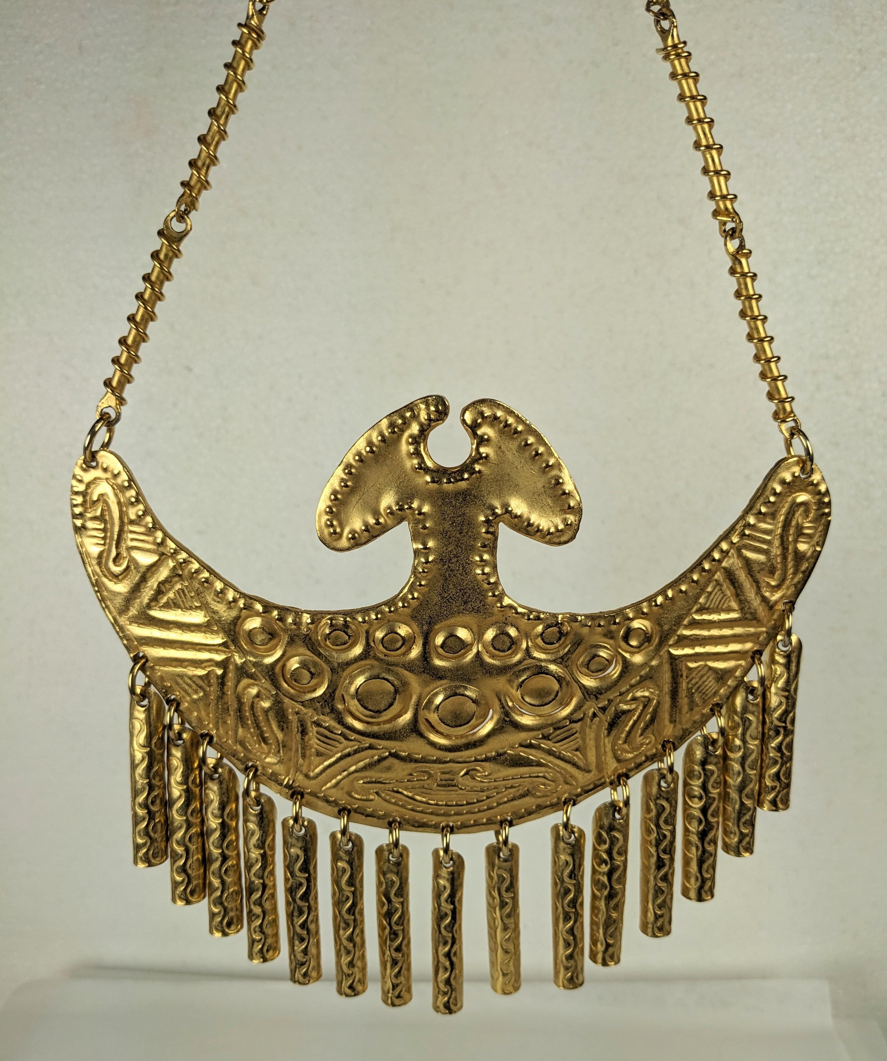 Massive Gilt Breast Plate Necklace, Alexis Kirk In Excellent Condition For Sale In New York, NY