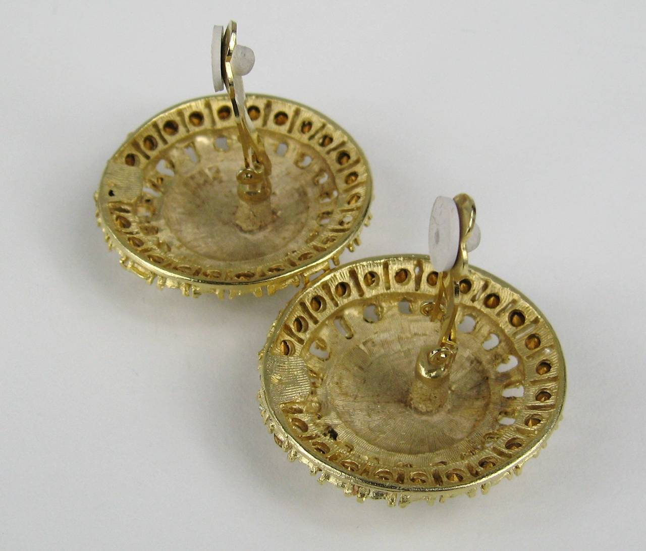 Women's or Men's Massive Gilt Gold Crystal Anchor Earrings For Sale