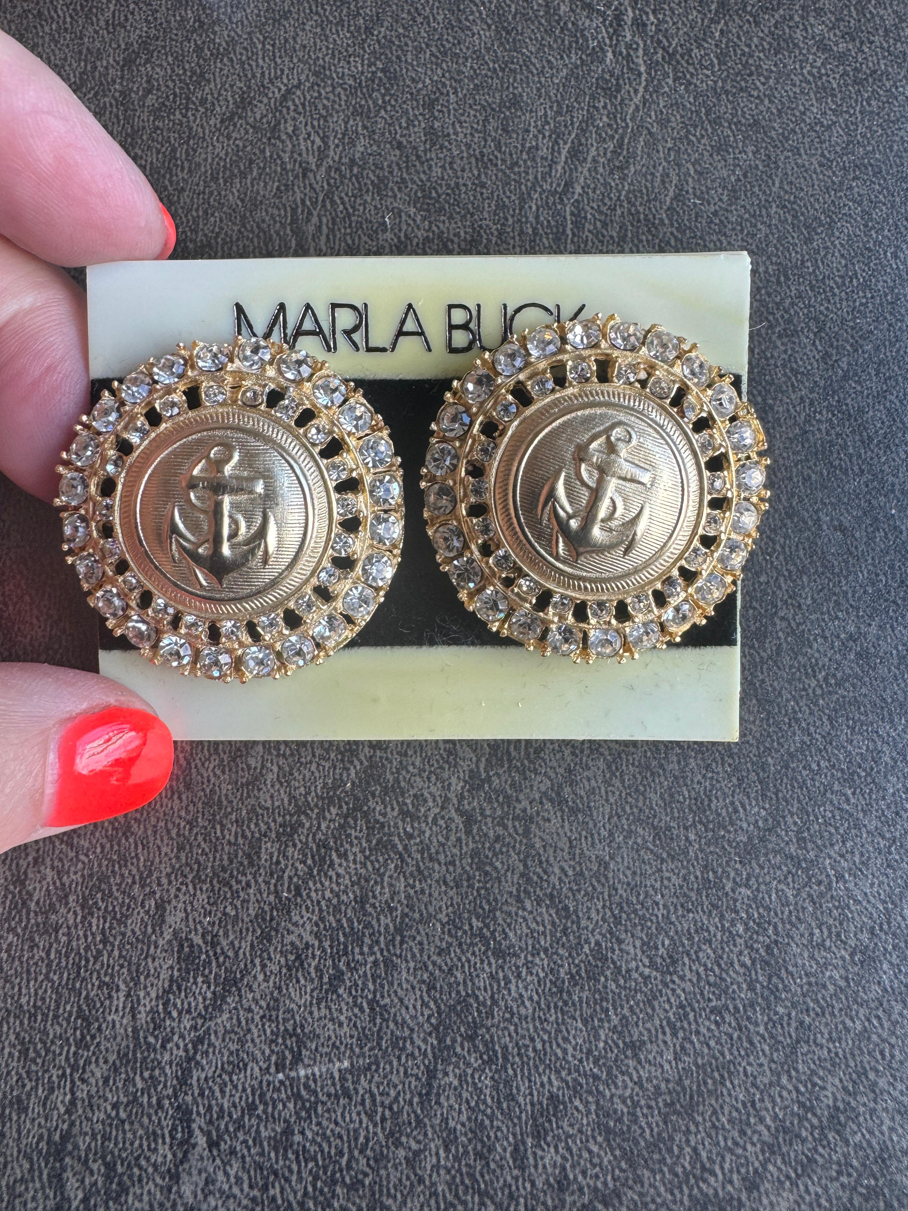 Pendientes Ancla Masiva Oro Dorado Cristal en venta 1