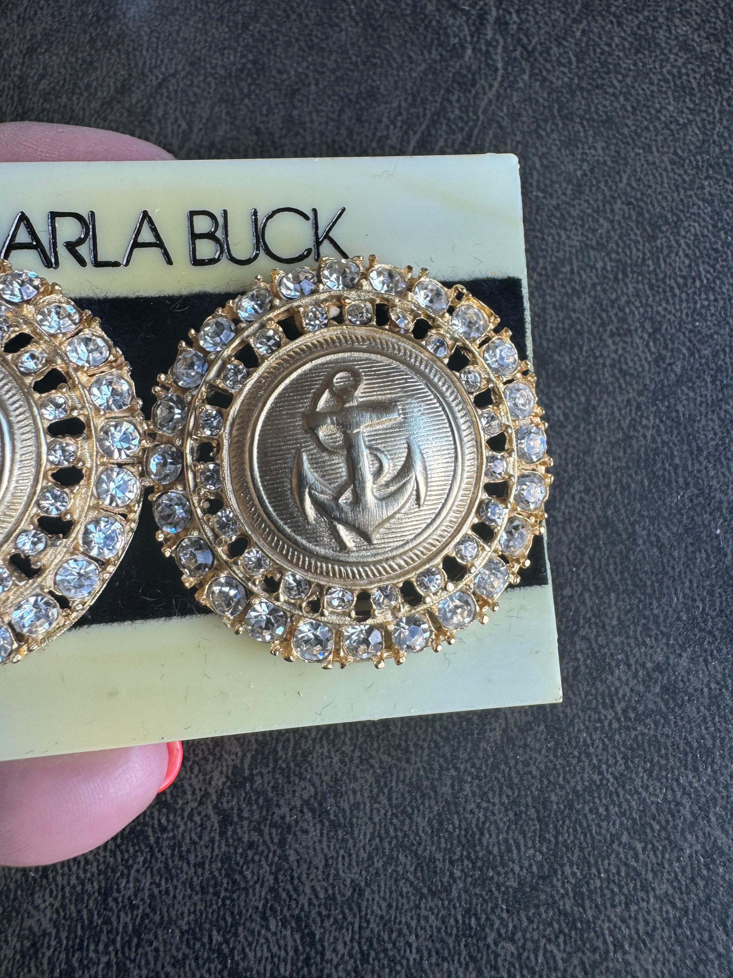 Pendientes Ancla Masiva Oro Dorado Cristal en venta 2