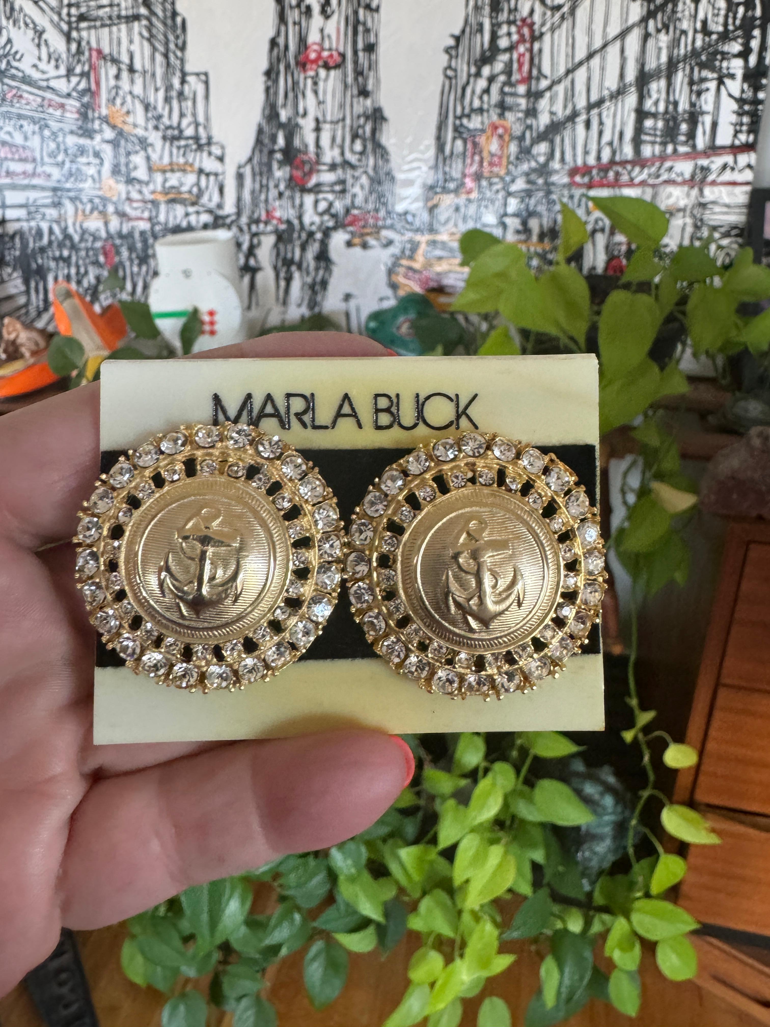 Pendientes Ancla Masiva Oro Dorado Cristal en venta 3