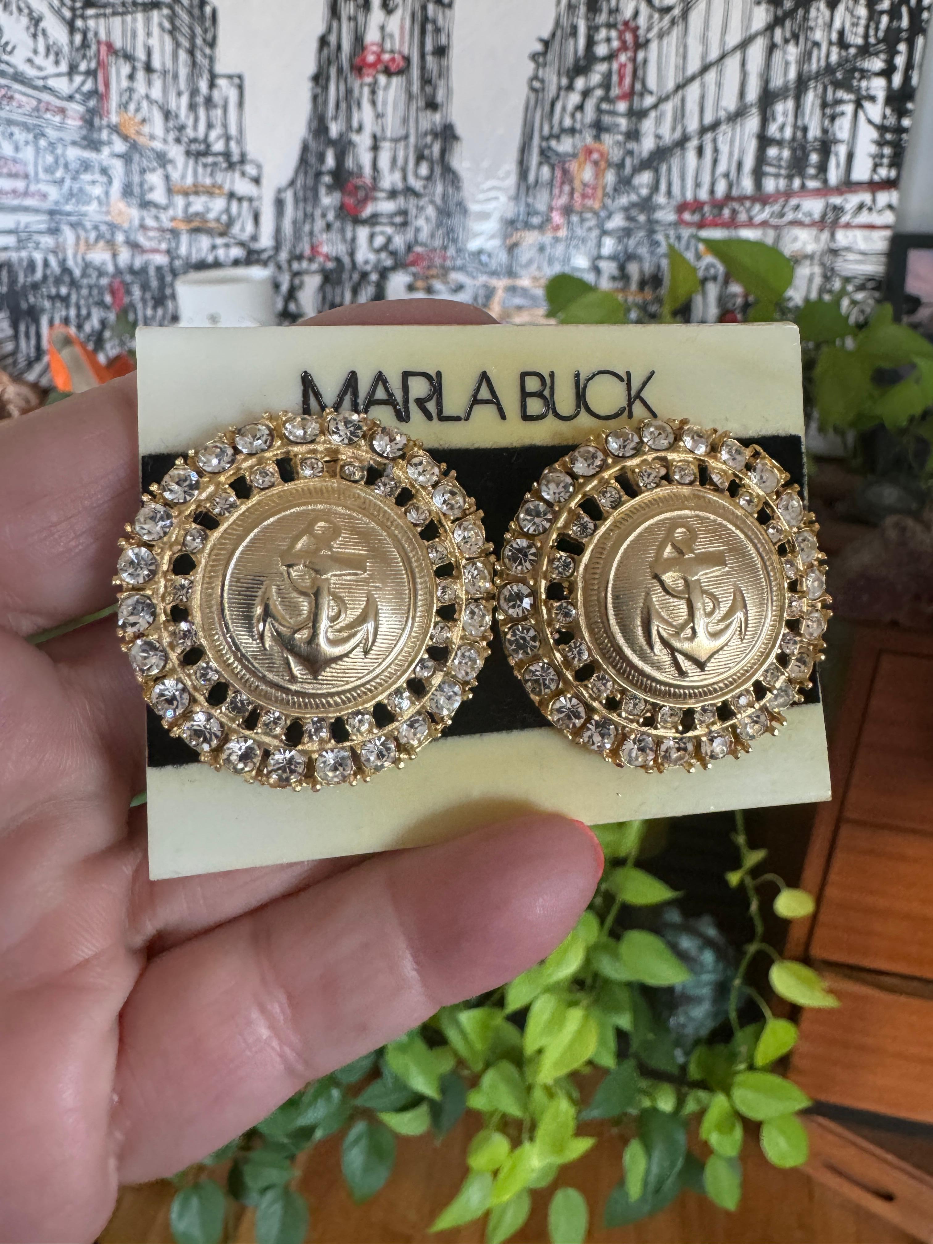 Pendientes Ancla Masiva Oro Dorado Cristal en venta 4