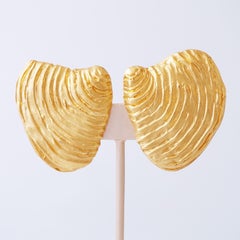 Massive Gilt Seashell Statement Earrings, 1980s