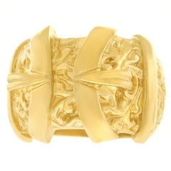 Massive Gilt Sterling Renaissance Revival Double Buckle Ring