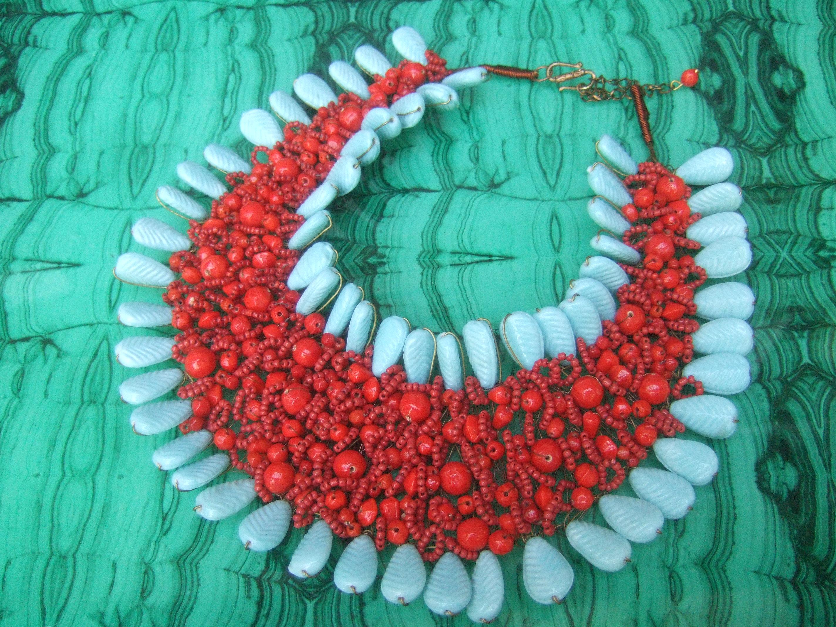 Massive Glass Beaded Handmade Artisan Choker Bib Necklace 21st c  For Sale 4