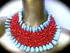 Collar babero gargantilla masivo de cuentas de vidrio hecho a mano por artesanos 21 c