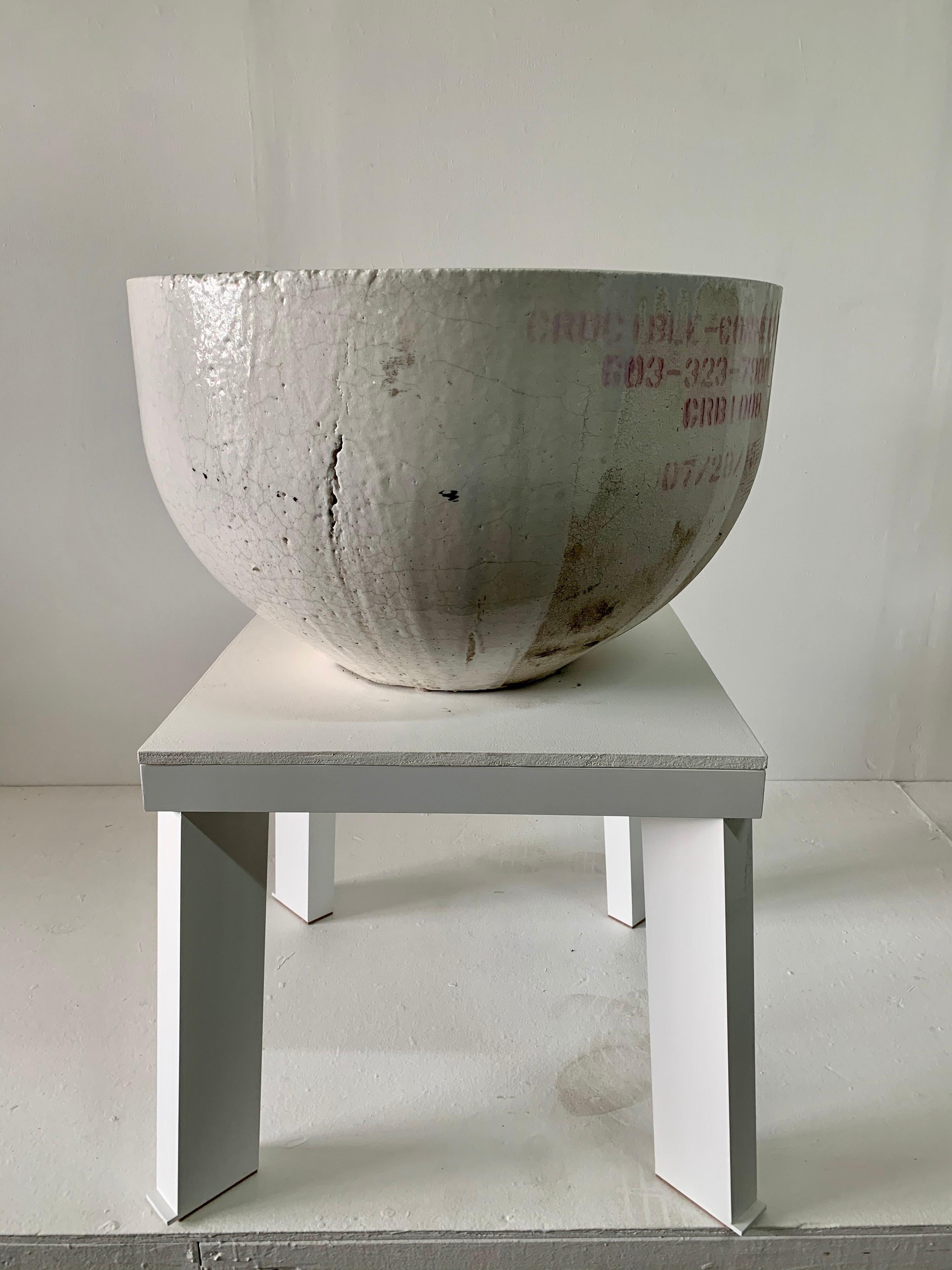 Massive Glass Blowing Crucible on Pedestal, Color Glass Residue In Good Condition For Sale In East Hampton, NY