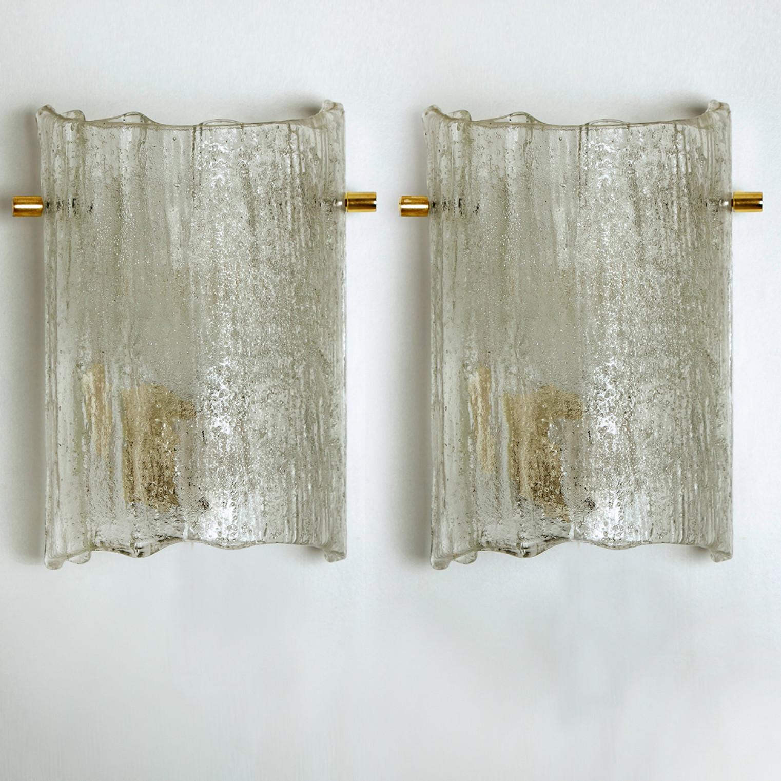 Massive Glass Wall Light Fixtures by J.T. Kalmar, 1960 In Good Condition For Sale In Rijssen, NL