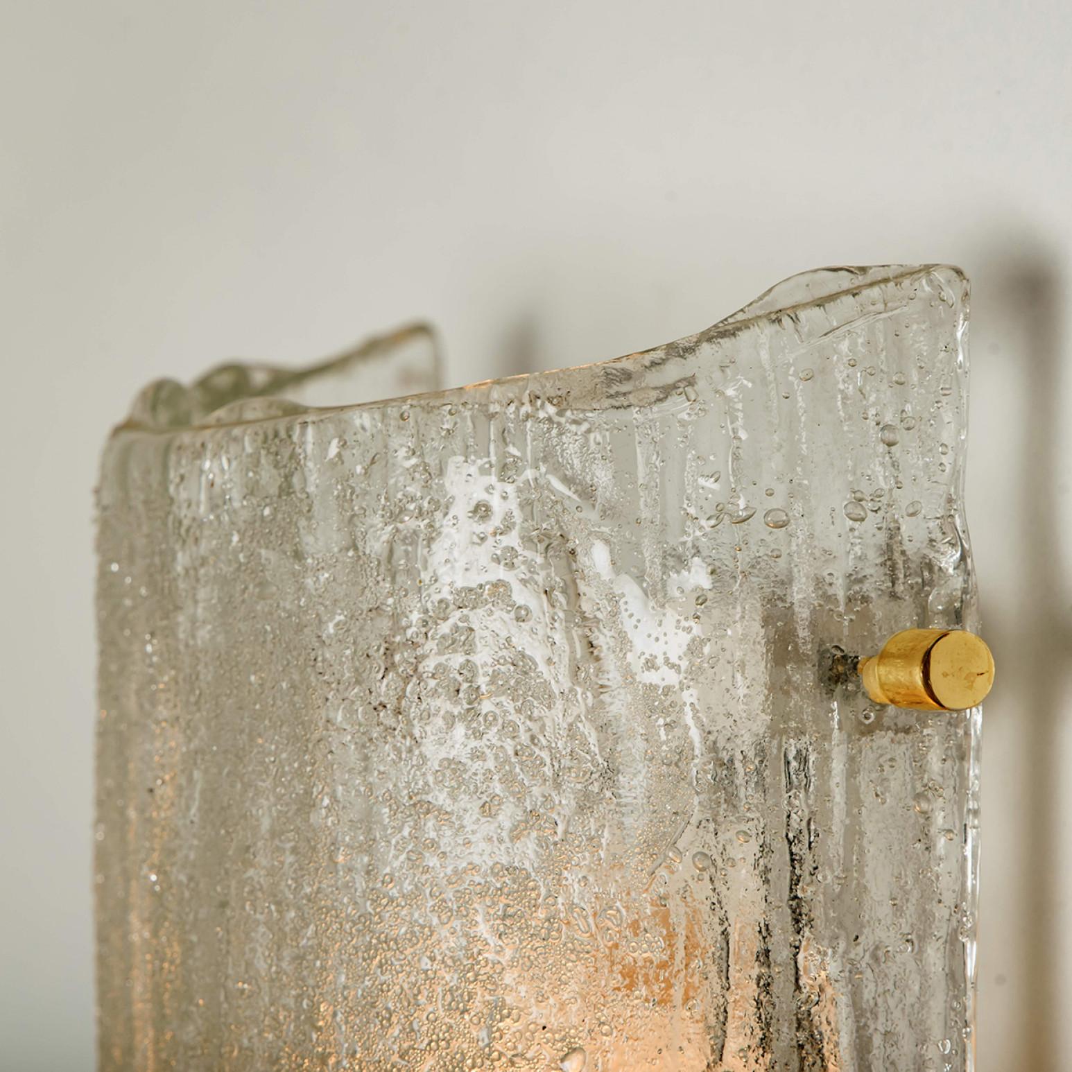 Mid-20th Century Massive Glass Wall Light Fixtures by J.T. Kalmar, 1960 For Sale