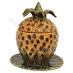 Retro Midcentury Pineapple XL Tureen Centerpiece in Glazed Ceramic, 1960s