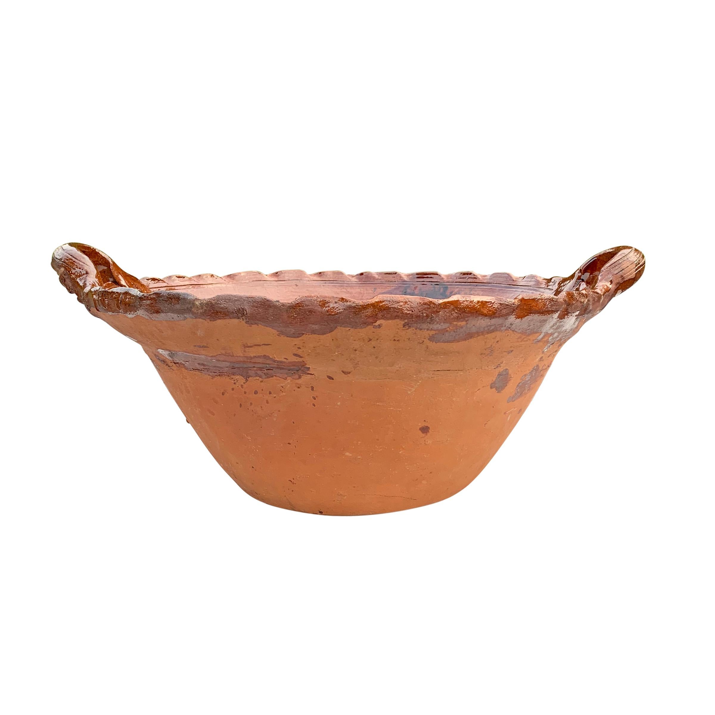 Massive Glazed Terracotta Bowl In Good Condition For Sale In Chicago, IL