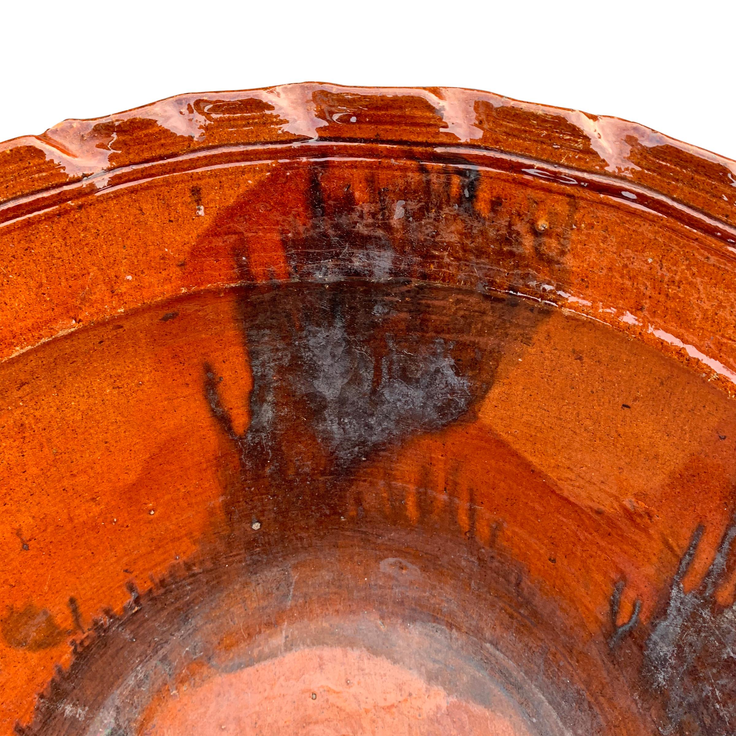 20th Century Massive Glazed Terracotta Bowl For Sale