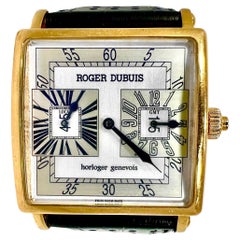 Massive Gold Herren Roger Dubuis Curvex Automatik Dual Time Zone Armbanduhr 42mm