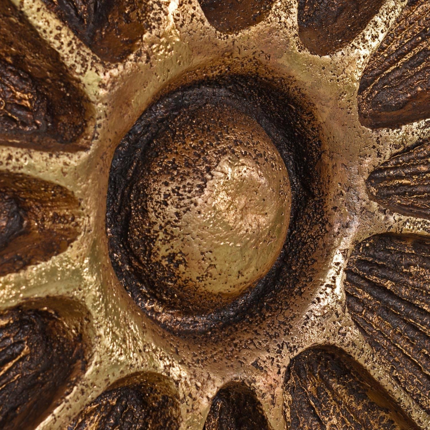 Late 20th Century Massive Gold Sunburst Zodiac Brutalist Wall Sculpture by J. Segura