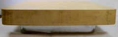 Massive Grasscloth Coffee Table on Bright Chrome Plinth Base after Springer