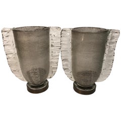 Massive Grey Schavo Murano Hurrican Lanterns/ Vessels