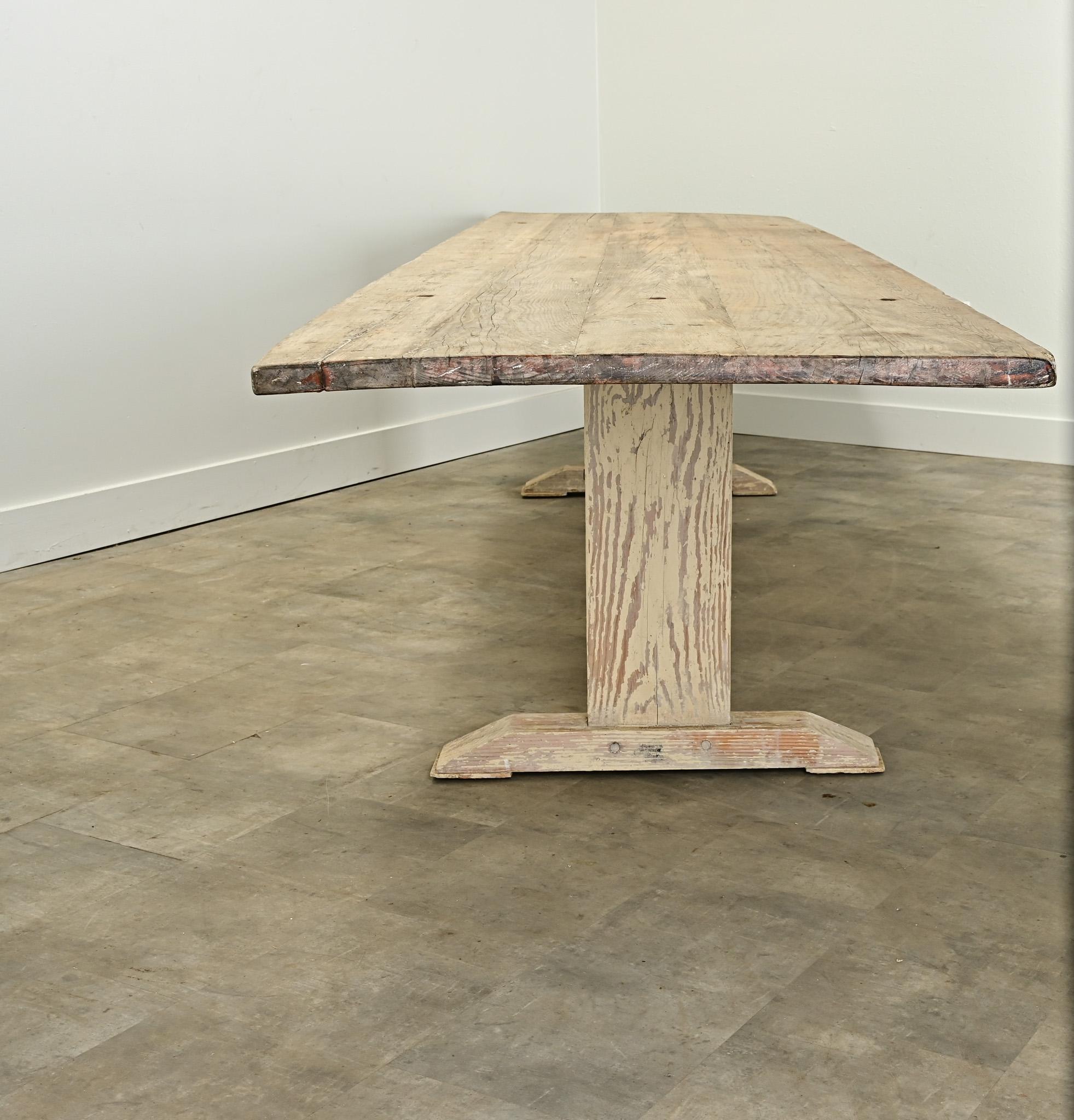 Massive Gustavian Trestle Base Dining Table For Sale 3