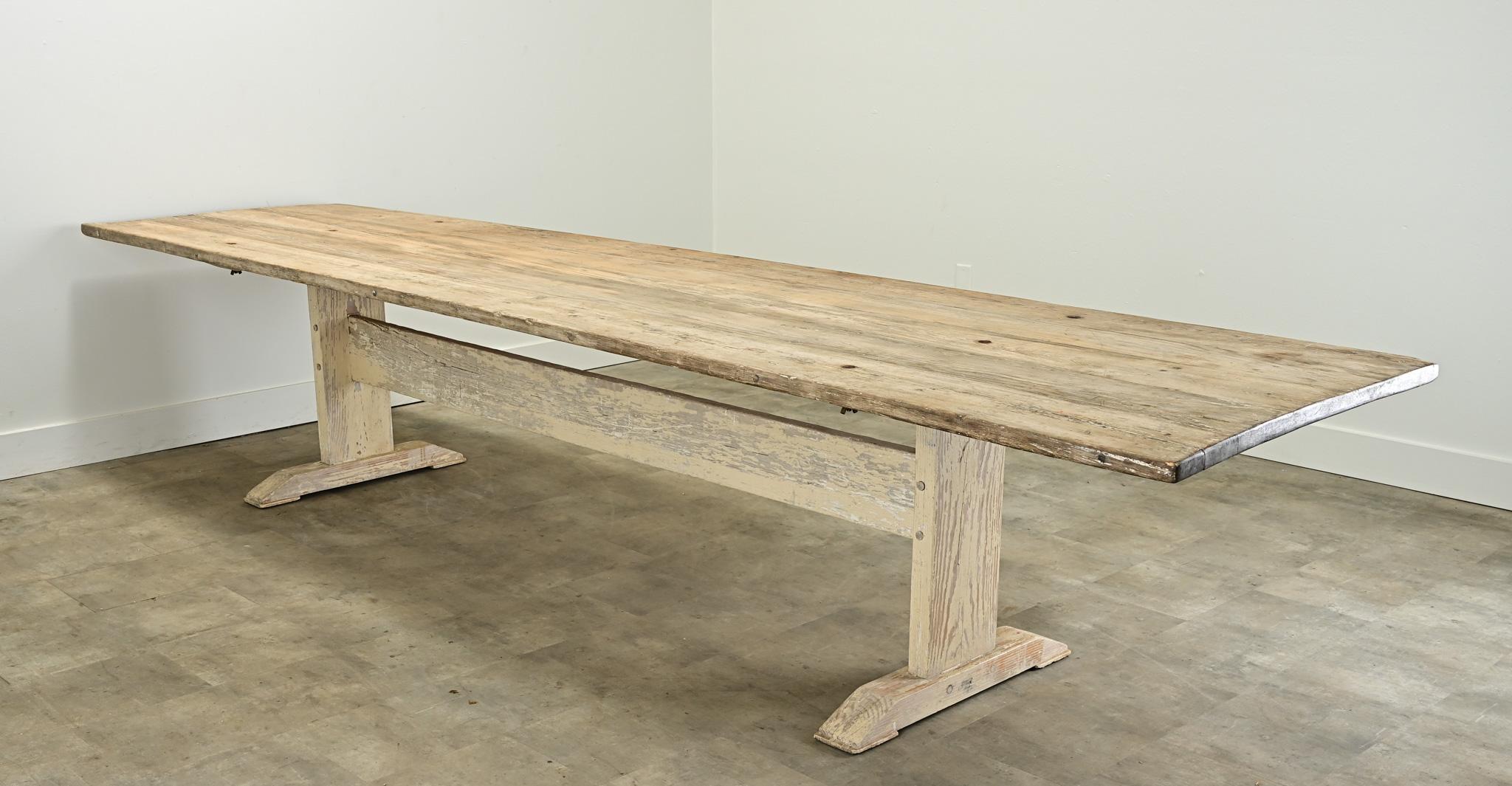 Massive Gustavian Trestle Base Dining Table For Sale 4