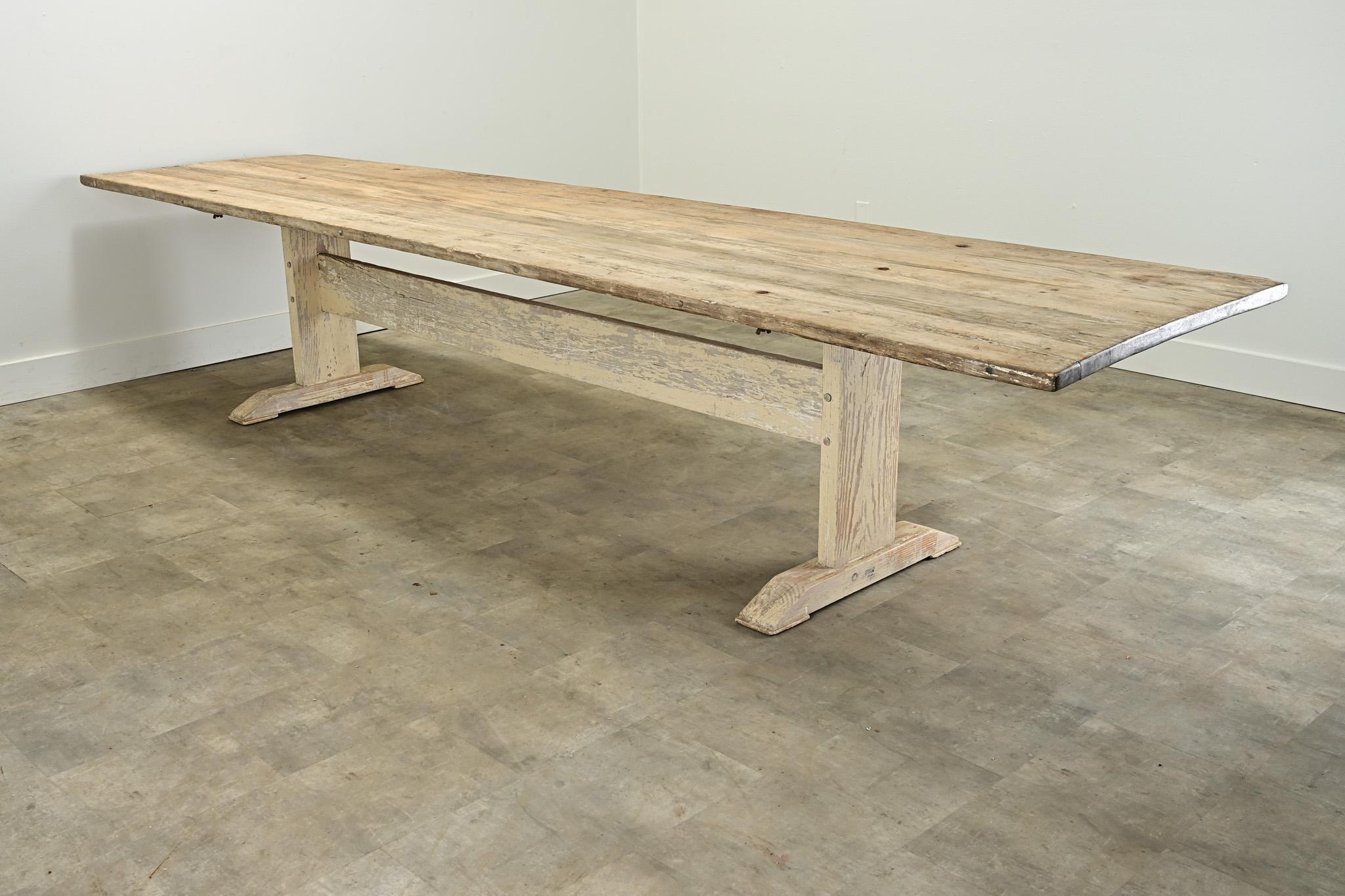 Massive Gustavian Trestle Base Dining Table For Sale 5