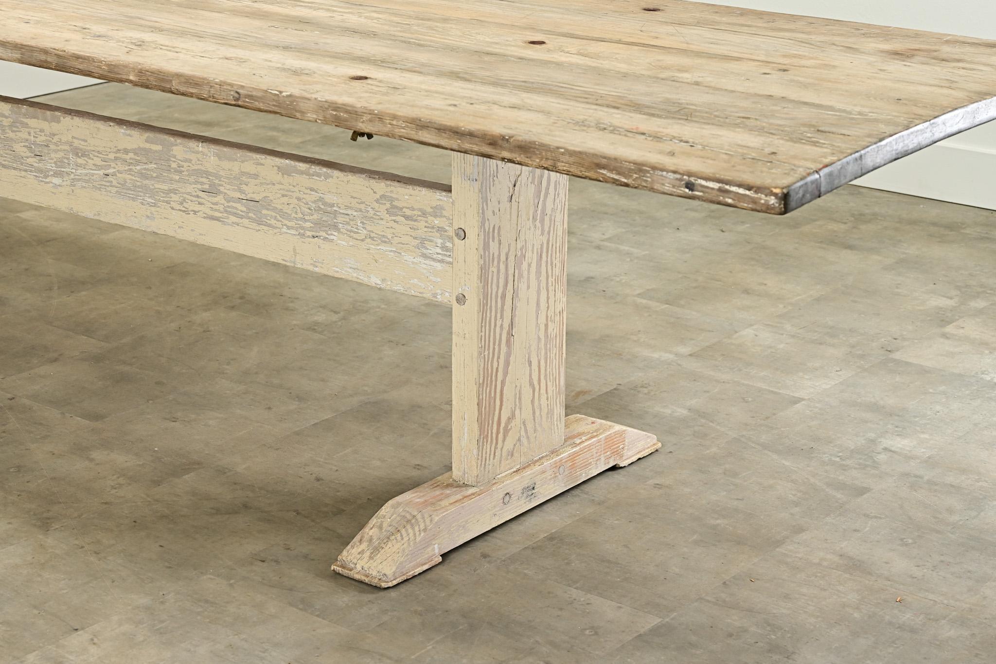 Massive Gustavian Trestle Base Dining Table For Sale 6