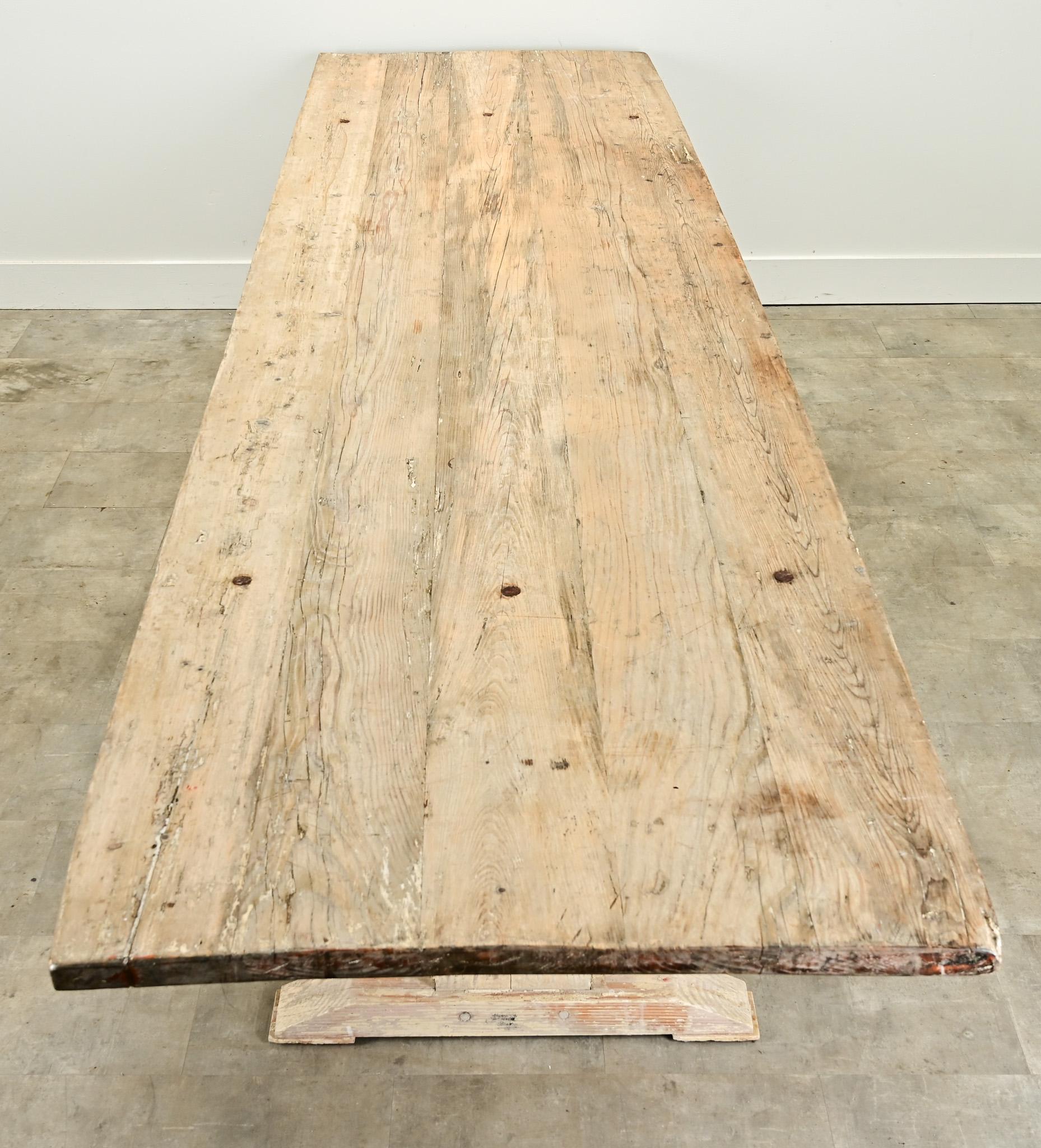 Massive Gustavian Trestle Base Dining Table For Sale 7