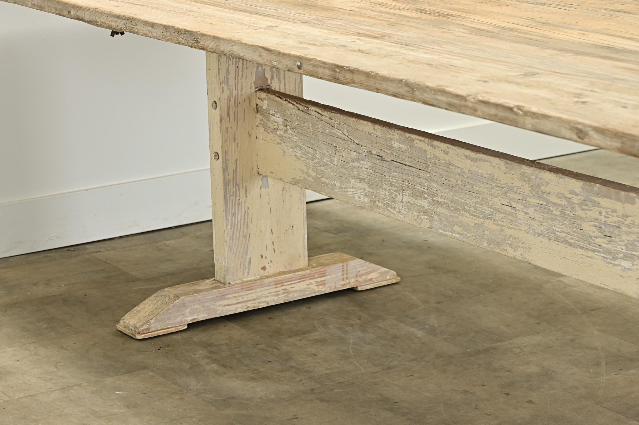 Massive Gustavian Trestle Base Dining Table For Sale 8
