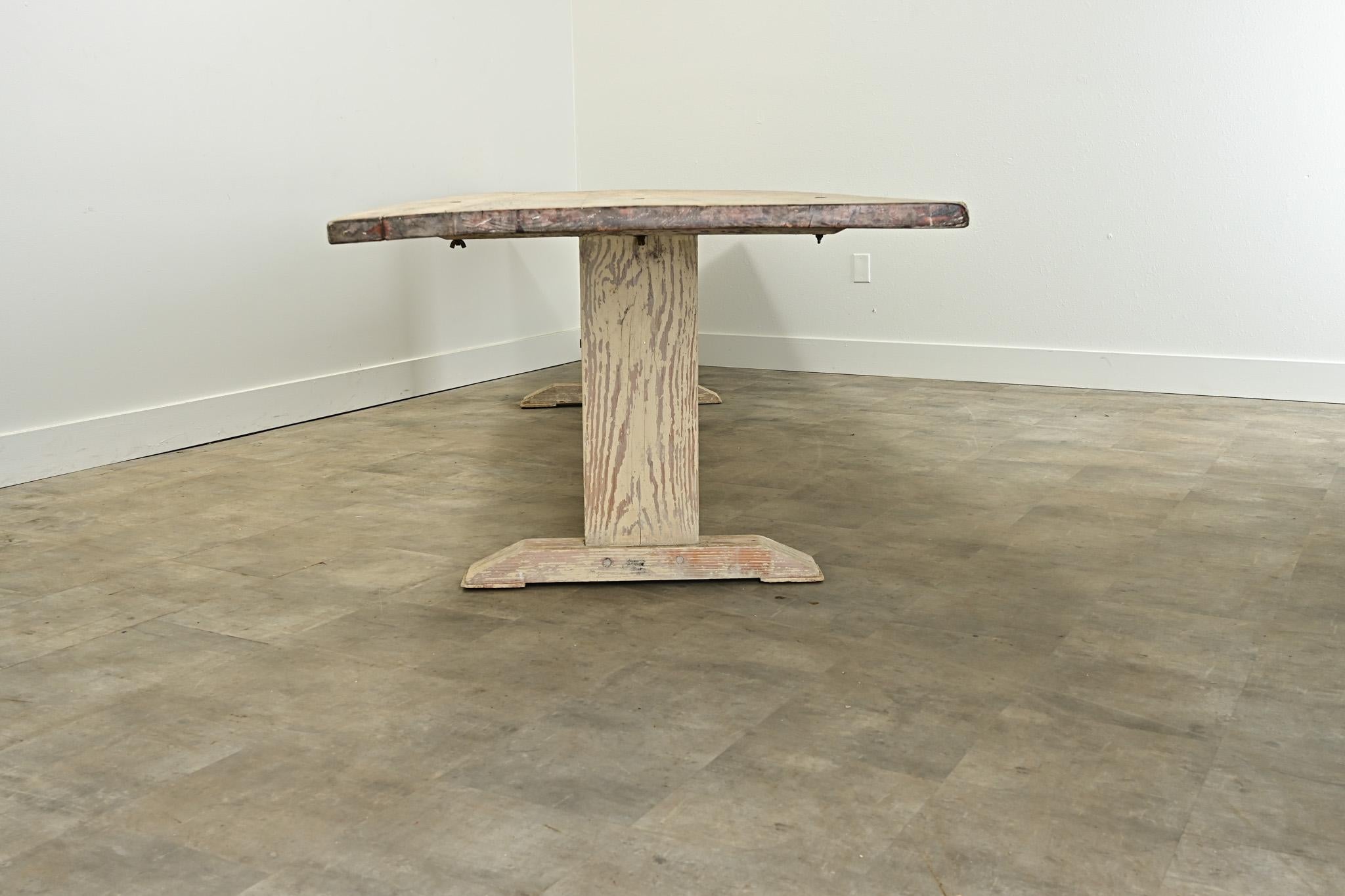Massive Gustavian Trestle Base Dining Table For Sale 1