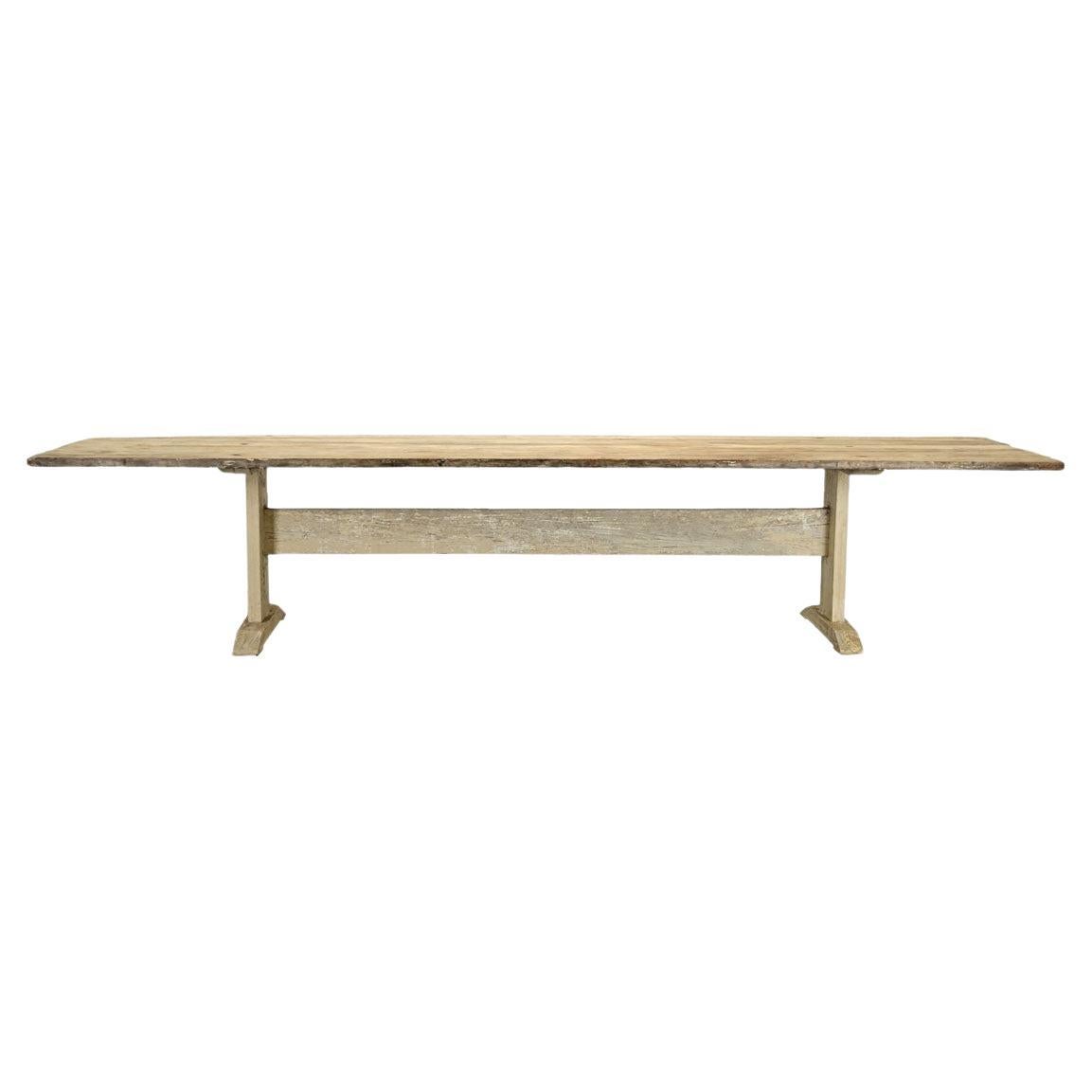 Massive Gustavian Trestle Base Dining Table