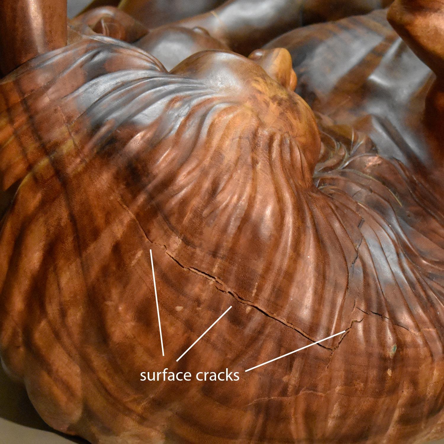 Massive Monkey Pod Exotic Hardwood Lovers Embrace Table basse sculptée à la main en vente 12