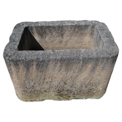 Massive Hand-Carved Rectangular Trough in Burgundy Stone