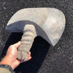 Massive Hand Carved Stone Effigy Axe Tool