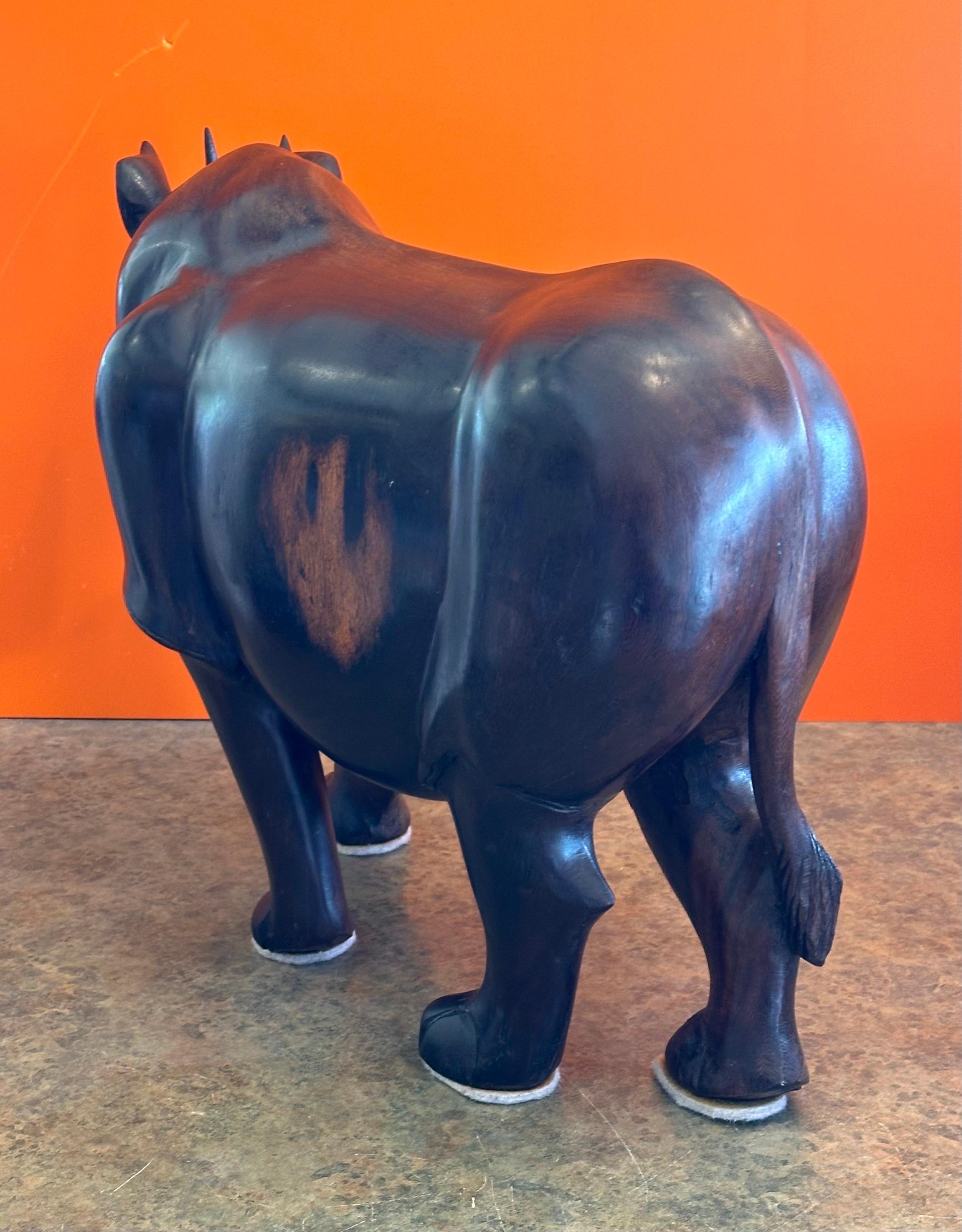 Massive Hand-Carved White Rhino / Rhinoceros Sculpture For Sale 3