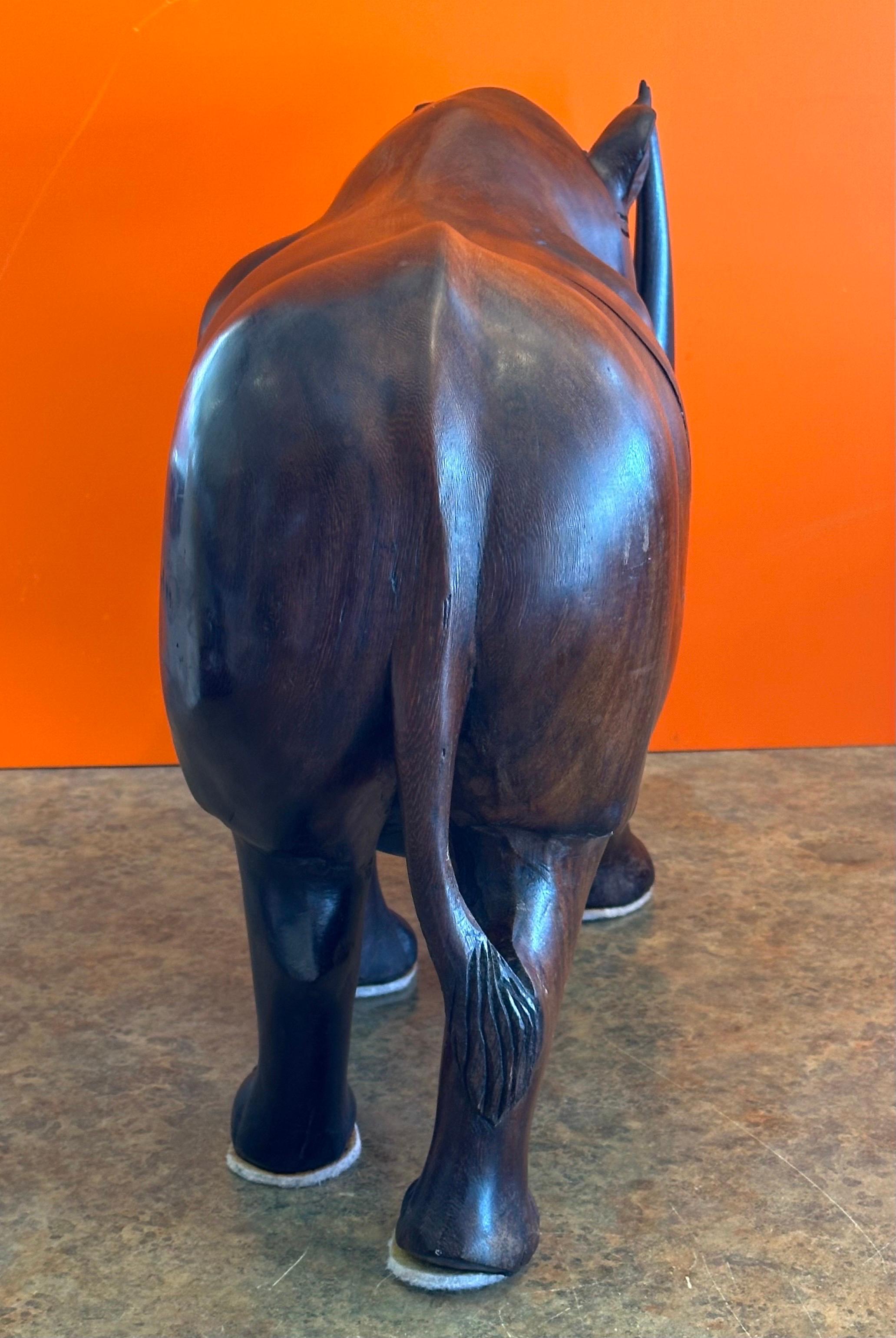 Massive Hand-Carved White Rhino / Rhinoceros Sculpture For Sale 4