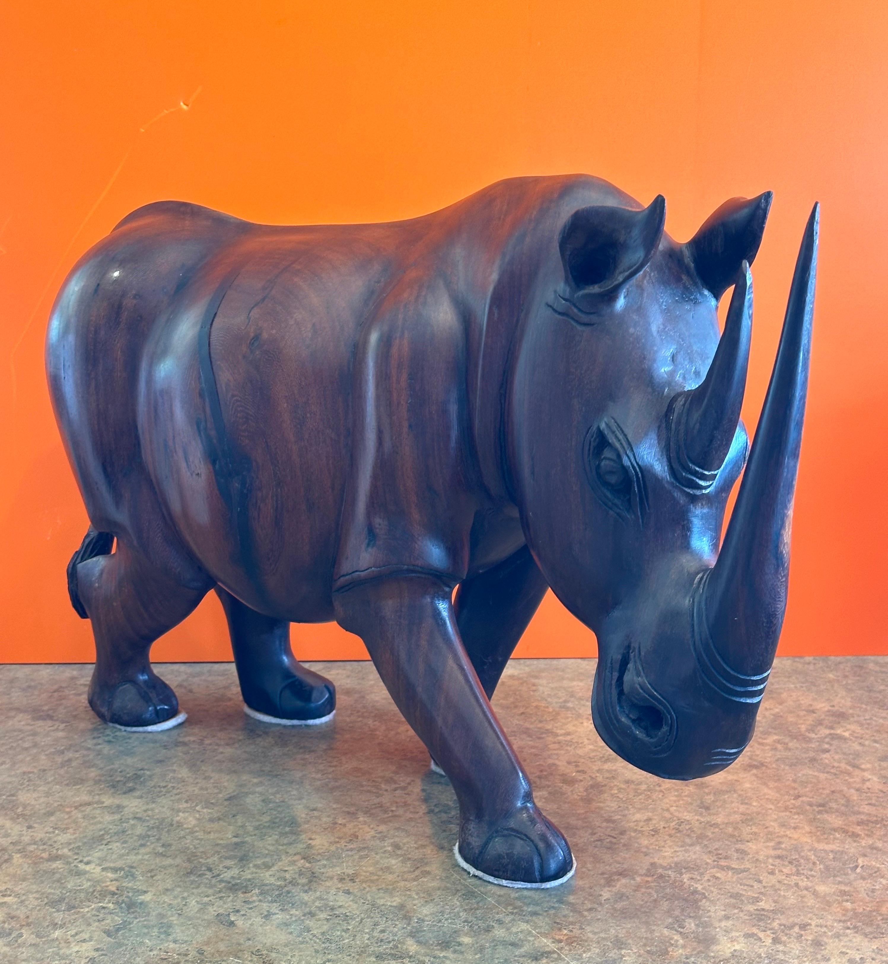 Massive Hand-Carved White Rhino / Rhinoceros Sculpture For Sale 5