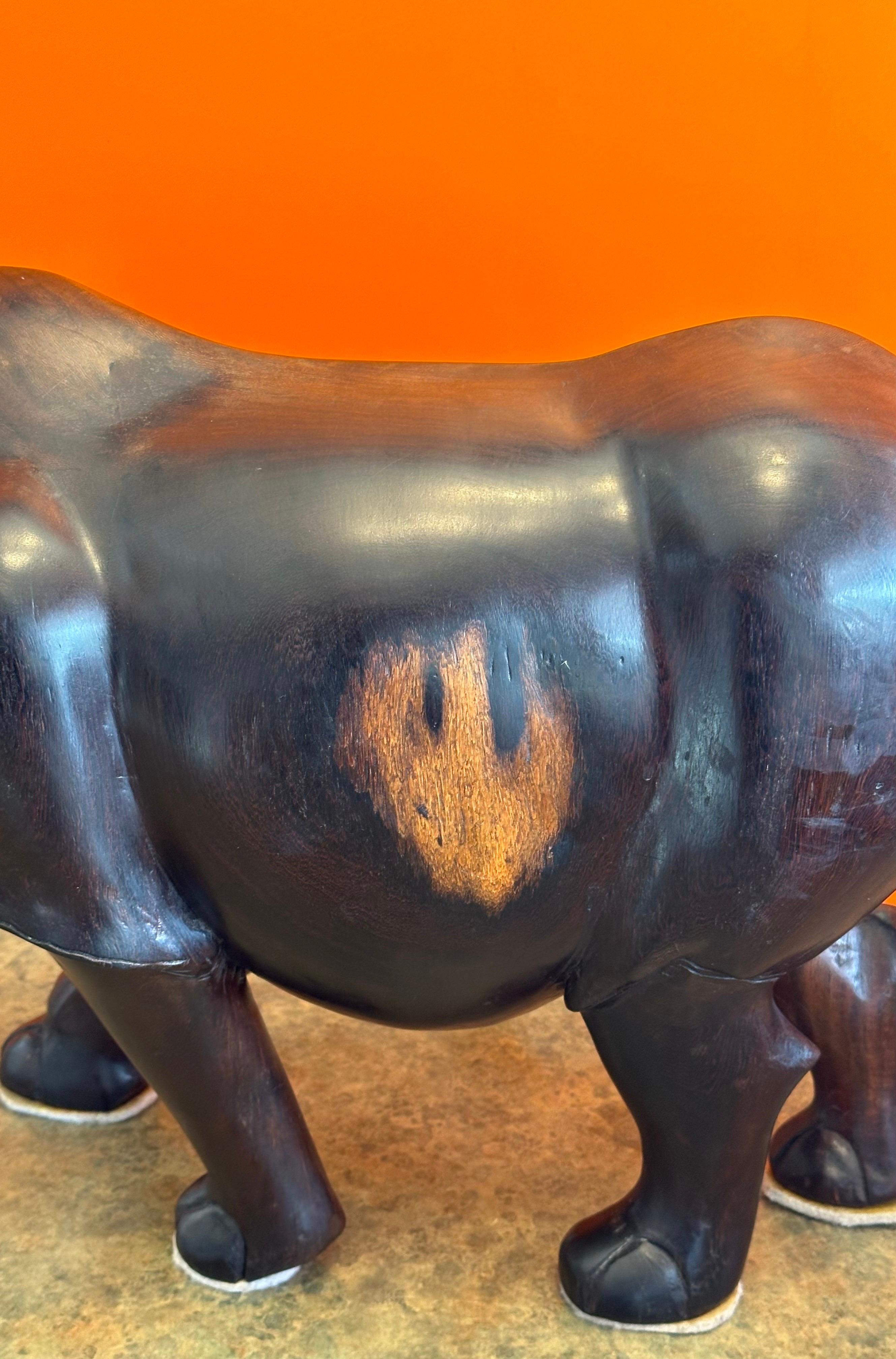 Massive Hand-Carved White Rhino / Rhinoceros Sculpture For Sale 6