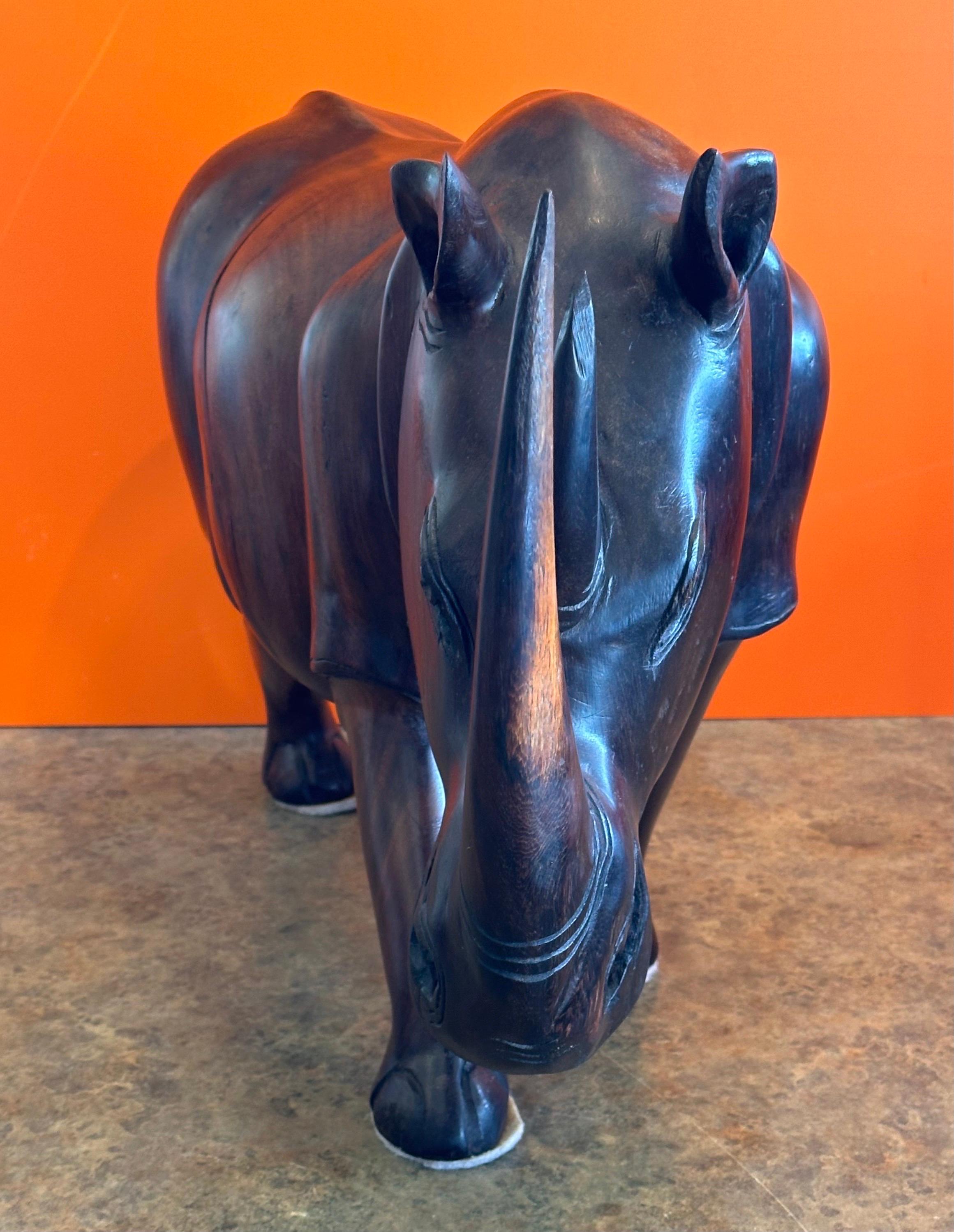 Massive Hand-Carved White Rhino / Rhinoceros Sculpture For Sale 7