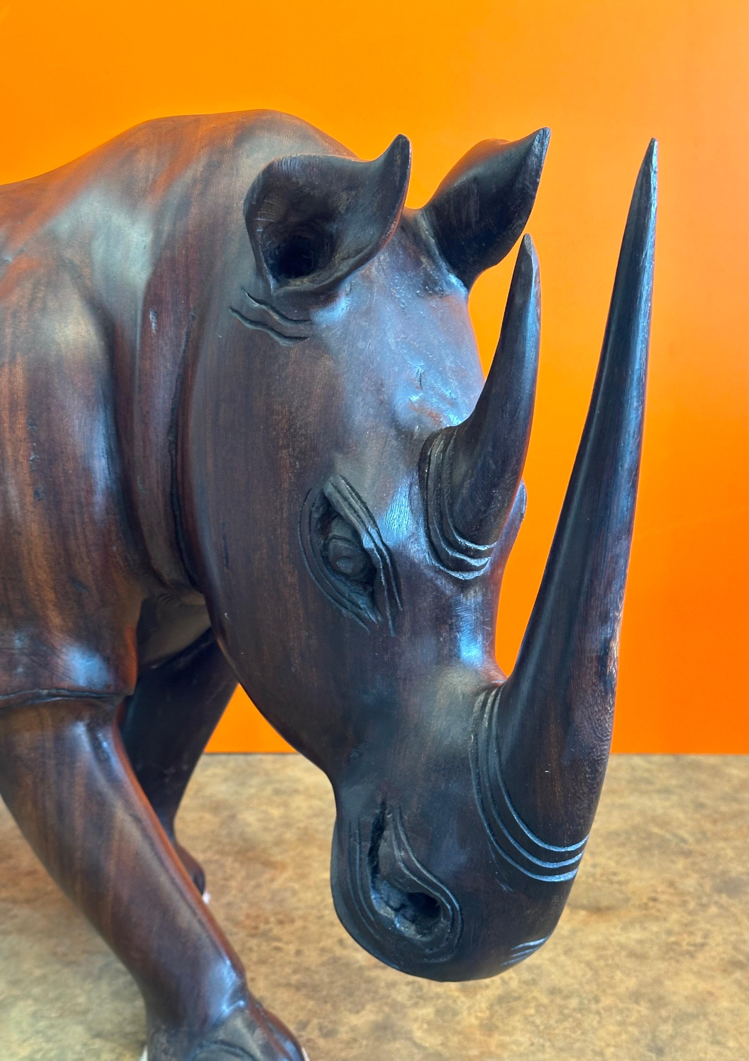 Massive Hand-Carved White Rhino / Rhinoceros Sculpture For Sale 8