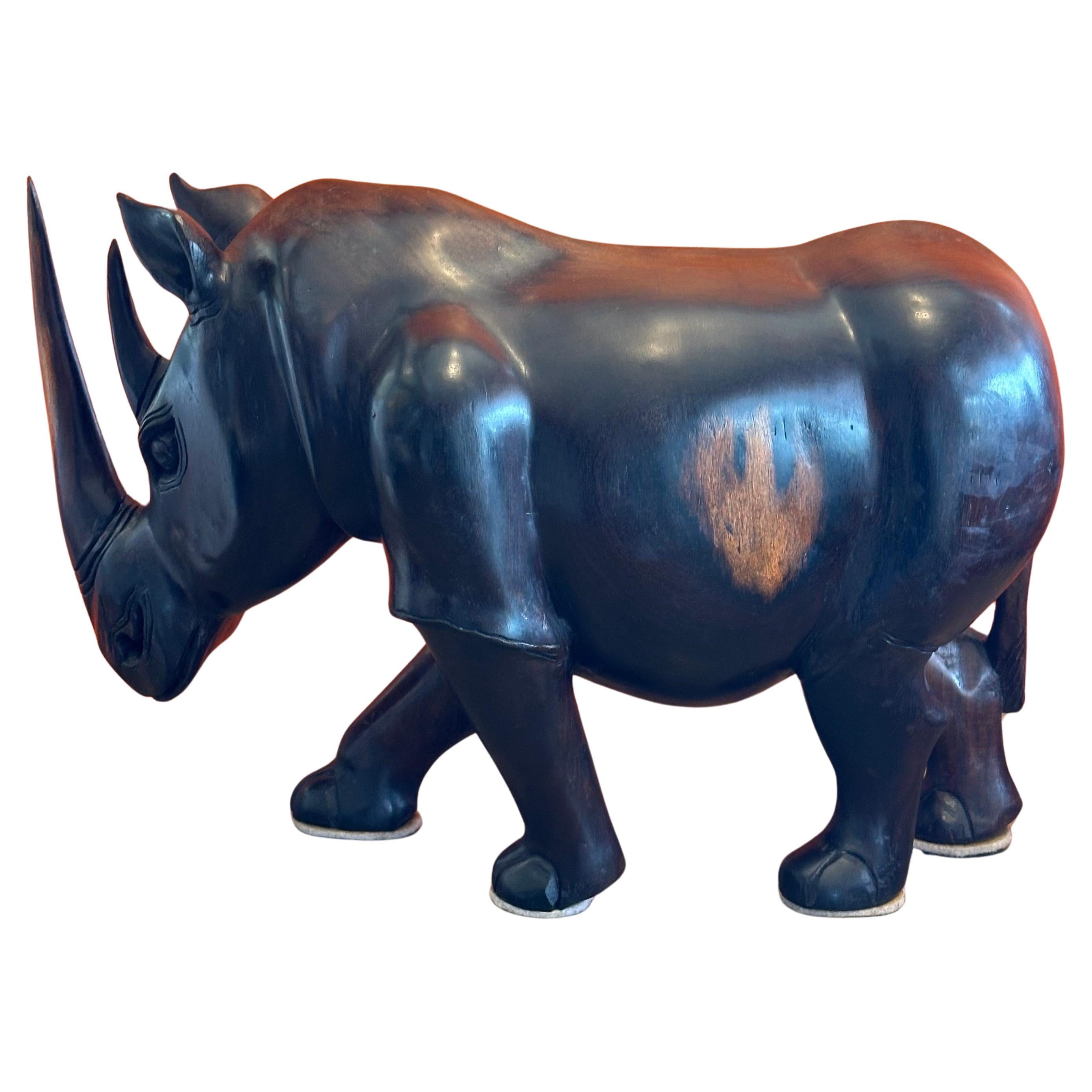 American Massive Hand-Carved White Rhino / Rhinoceros Sculpture For Sale