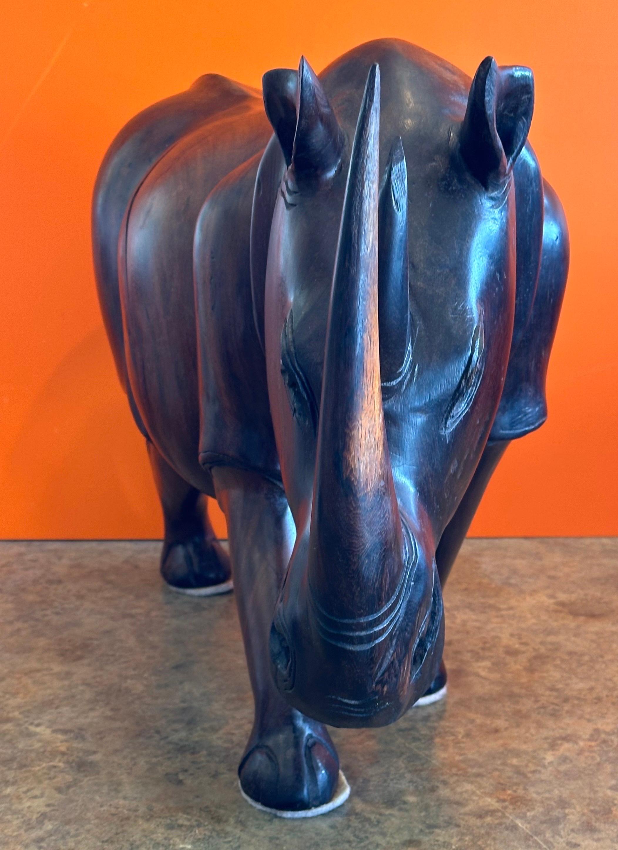 20th Century Massive Hand-Carved White Rhino / Rhinoceros Sculpture For Sale