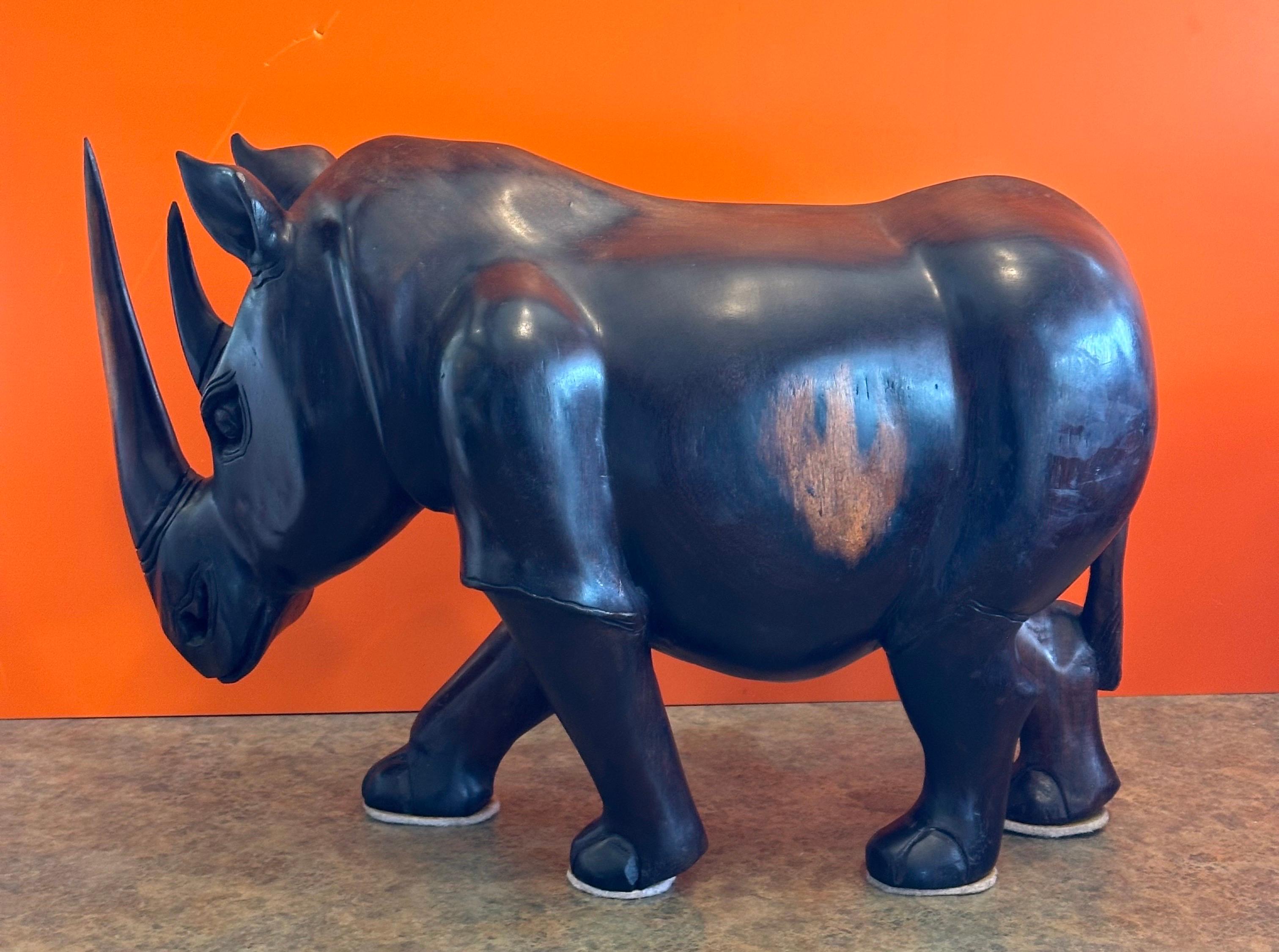 Massive Hand-Carved White Rhino / Rhinoceros Sculpture For Sale 2