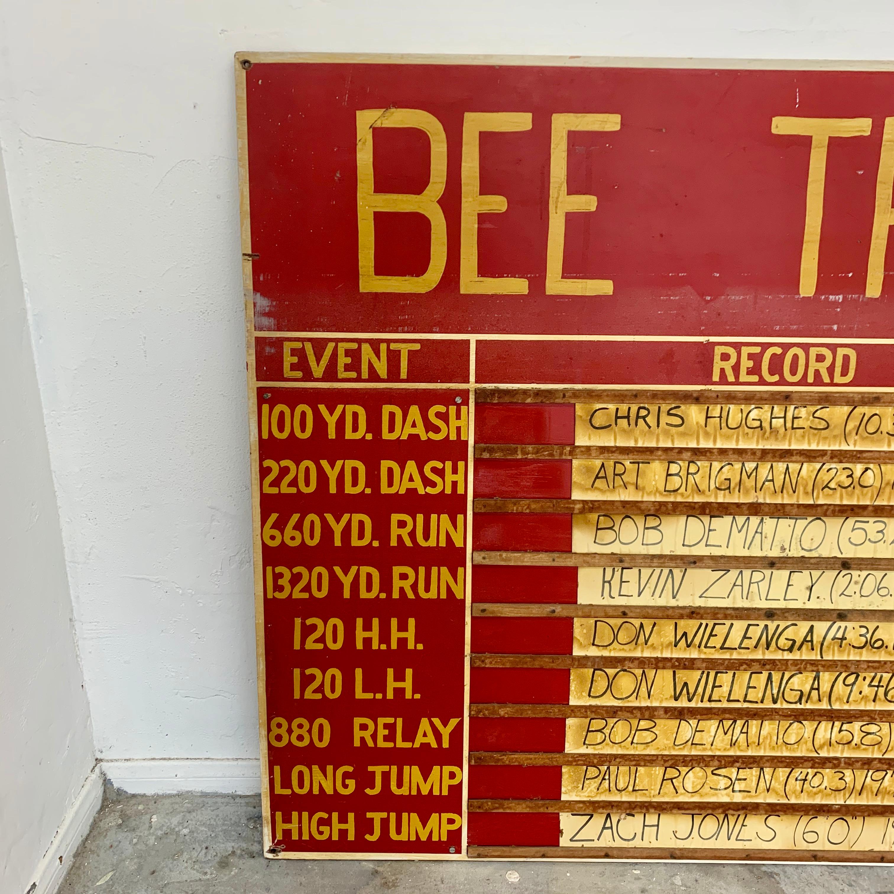 Massive Hand Painted High School Track and Field Sign For Sale 2