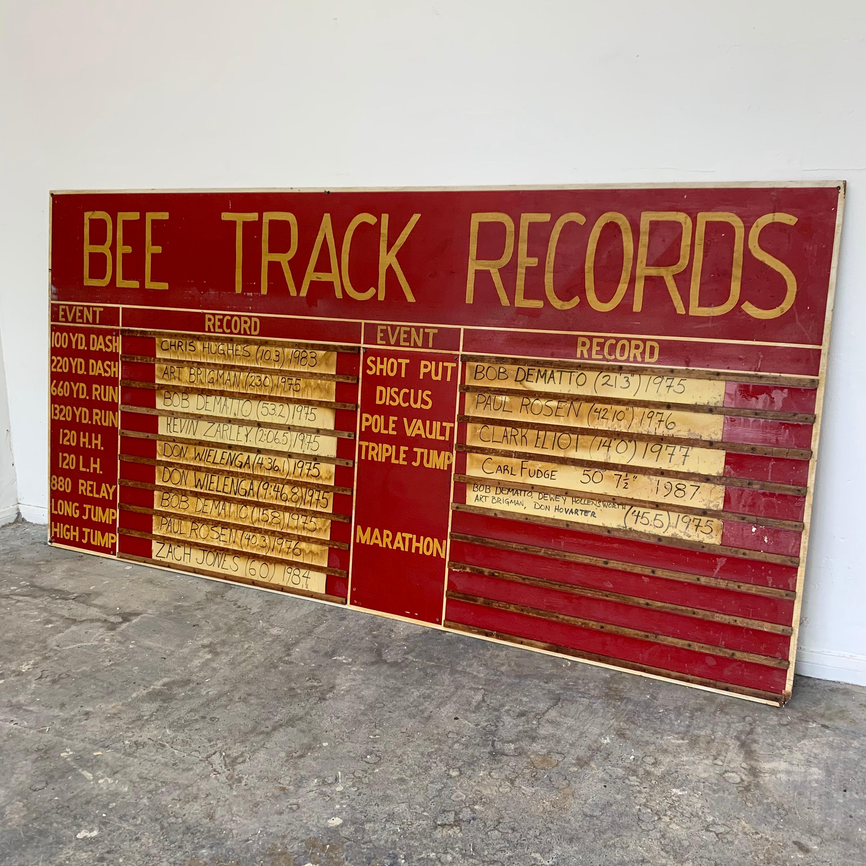 American Massive Hand Painted High School Track and Field Sign For Sale