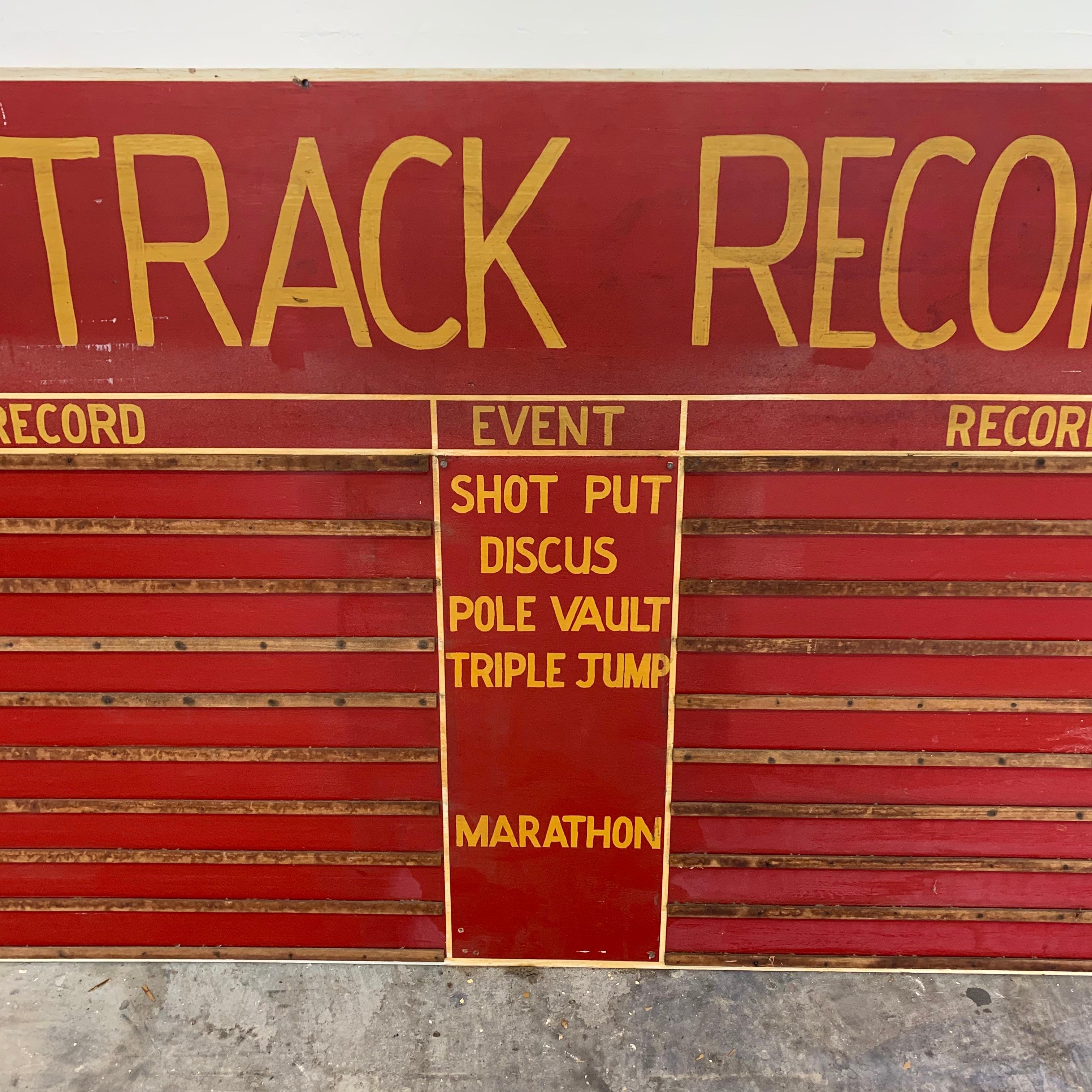 Late 20th Century Massive Hand Painted High School Track and Field Sign For Sale